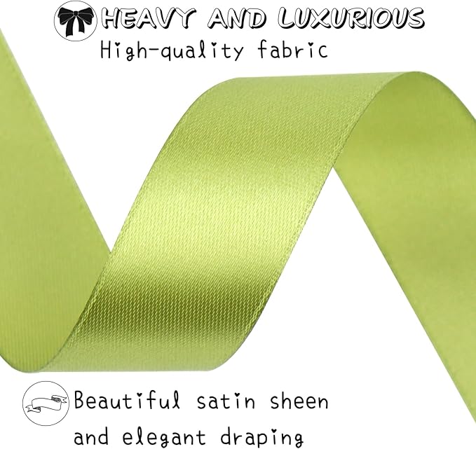 Light Green Solid Satin Ribbon 1 Inch 50 Yards Solid Polyester Fabric Ribbon for Gift Wrapping Wedding Christmas Baby Shower Birthday Party Decoration Handmade Immortal Flower Craft