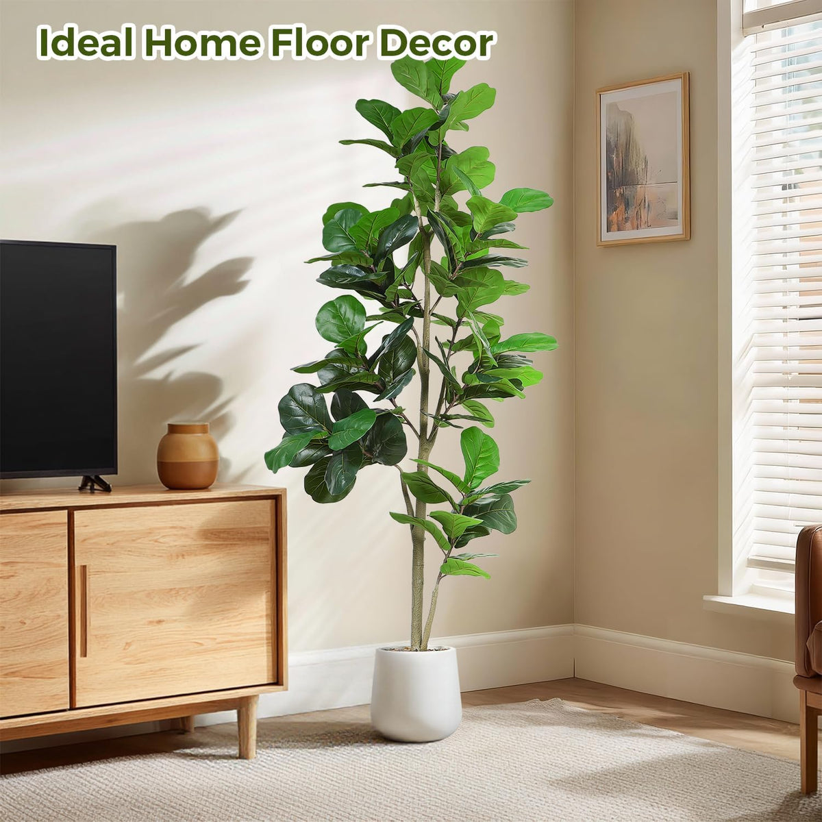 jocoevol artificial fiddle leaf tree, 7ft faux plant, package contents