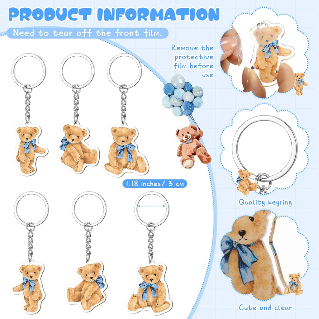 Landical 50 Sets Bear Baby Shower Party Favors A Message From The Bump Keychains Thank You Card Decorations for Gender Reveal Guest Gift