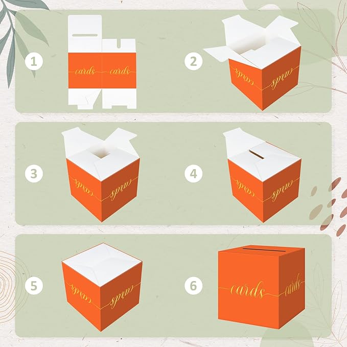 QIKSION Orange Graduation Card Box, Gold Foil Gift Card Box for Party, Graduation, Wedding Reception, Birthday, Baby Shower, Raffle
