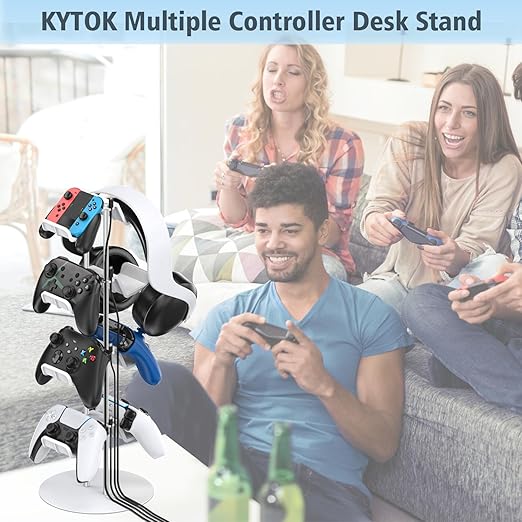 Kytok Gamer Gifts, Headset Stand 4 Tiers with Cable Organizer, Controller Stand Compatible with PS5/Xbox/Nintendo Switch/PS Portal/PS4, Headset Holder & Controller Holder