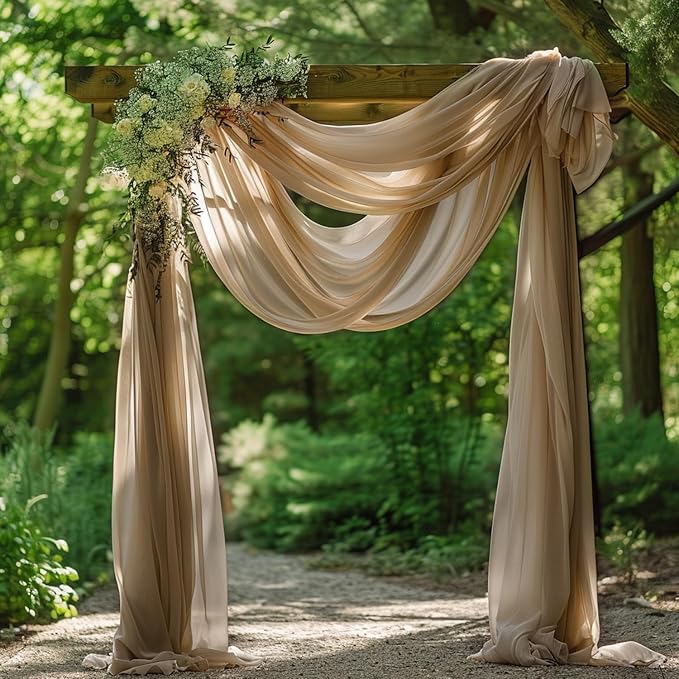 Wokceer Wedding Arch Draping Fabric Nude 3 Panels 28.7" x 20FT Sheer Drapes Backdrop Arch Draping Fabric for Wedding Ceremony Birthday Party Bridal Shower Decoration