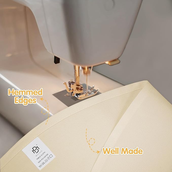 BRILLMAX 6 Pack Beige Round Tablecloths 90 Inch - Circle Bulk Linen Polyester Fabric Washable Table Cloth Cover for Wedding Reception Banquet Birthday Party Buffet Restaurant