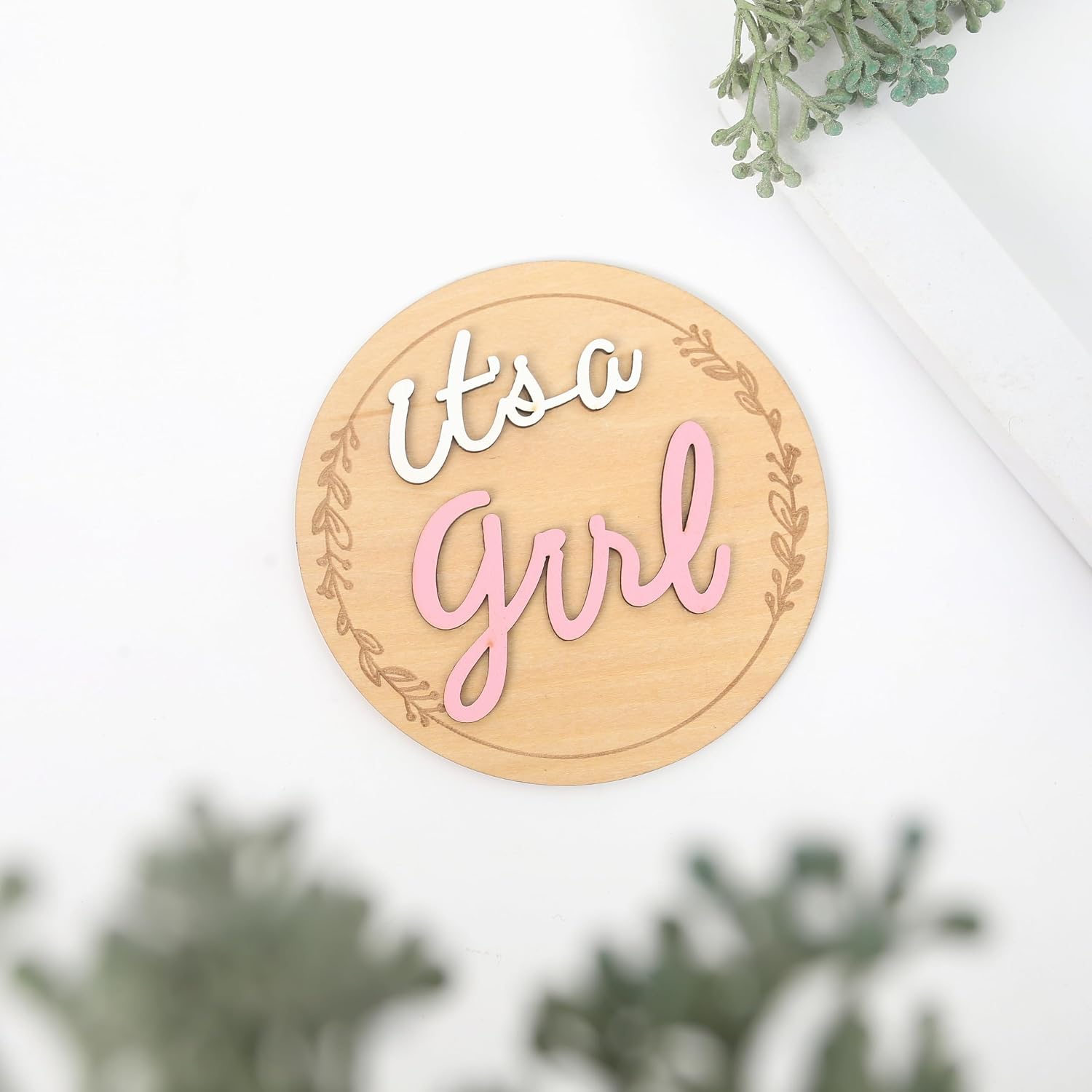 Gender Reveal Wooden Sign - Baby Announcement Plaque - It's A Boy/Girl Photo Prop - Baby Shower Wooden Sign - Pink