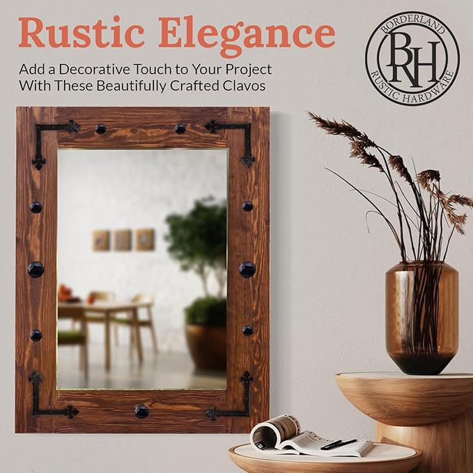 50 Pack 1.5" Round Head Iron Clavos Decorative Nails – Black – Handmade Rustic Round Fasteners for Farmhouse Shutters, Faux Wood Beams, Barn Doors, Shutters, Gates – Ornamental Wood Accent