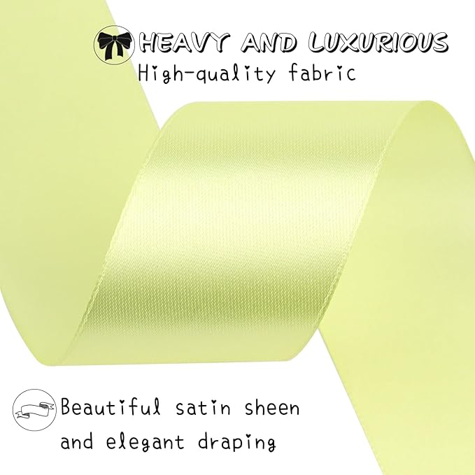 Cream Solid Satin Ribbon 1-1/2 Inch 50 Yards Solid Polyester Fabric Ribbon for Gift Wrapping Wedding Christmas Baby Shower Birthday Party Decoration Handmade Immortal Flower Craft