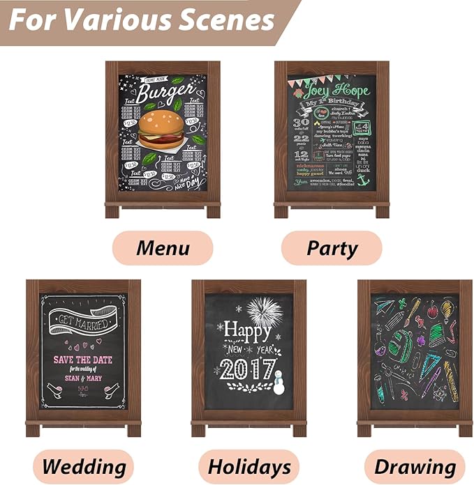 Magnetic Chalkboard 10"x14" Small Chalkboard Signs with Stand, Tabletop or Wall-Hanging Menu Board, Rustic Wood Frame Chalk Board Sign Board for Countertop Display/Home Décor/Wedding