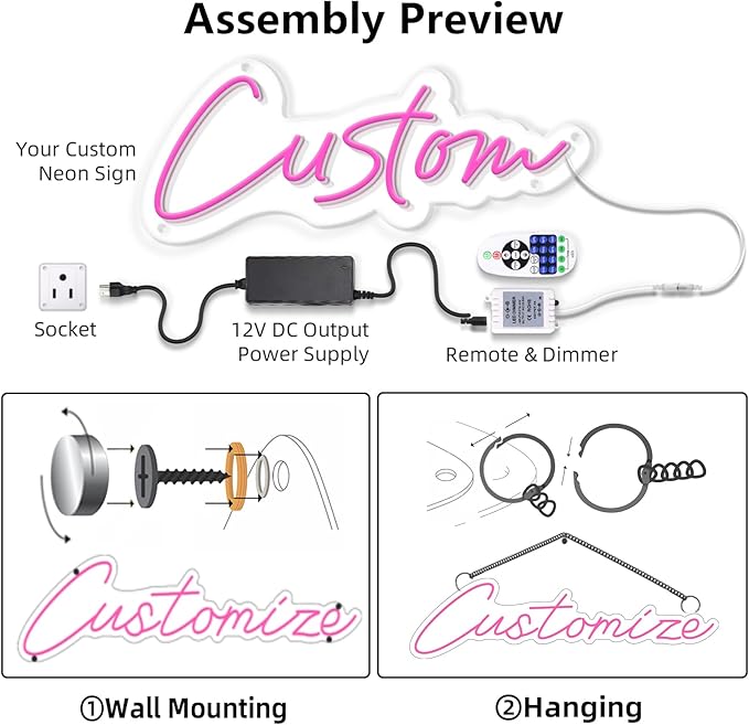 MOLCOVEX Custom Neon Signs – Personalized LED Neon Lights for Weddings, Customizable Neon Name Sign for Bedroom, Business Logos, Birthday Parties & Holiday Gifts