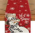 Artoid Mode Red Snowman Snowflake Let it Snow Winter Table Runner, Seasonal Christmas Kitchen Dining Table Decoration for Home Party Decor 13x48 Inch