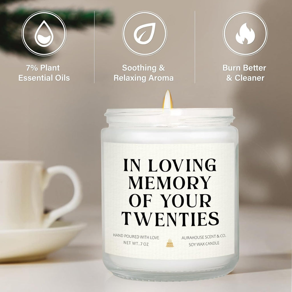 Aurahouse 30th Birthday Gifts for Women Men, in Loving Memory of Twenties Birthday Candle, Handmade, 1996 30th Birthday Decorations for Her Him, 30 Year Old Bday Gifts for Friend Sister Wife Husband