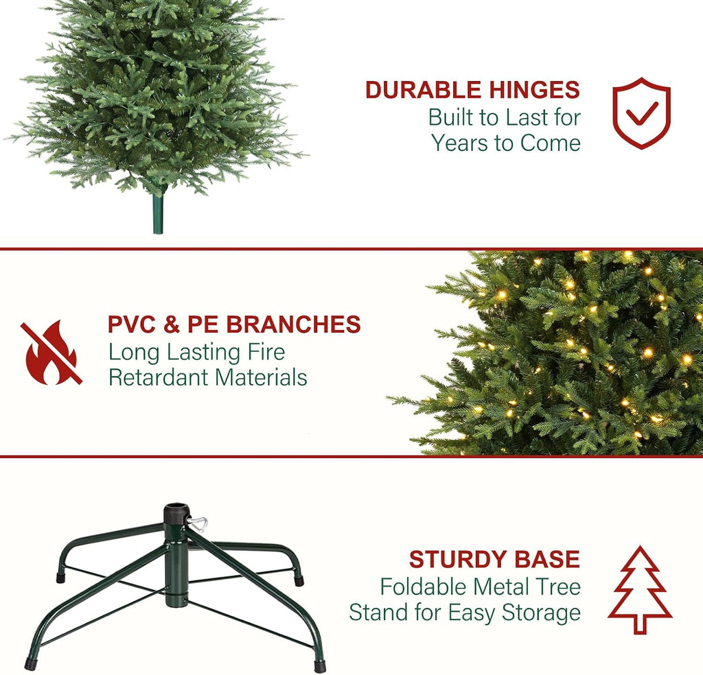 hykolity 7.5 ft prelit christmas tree with realistic, package contents