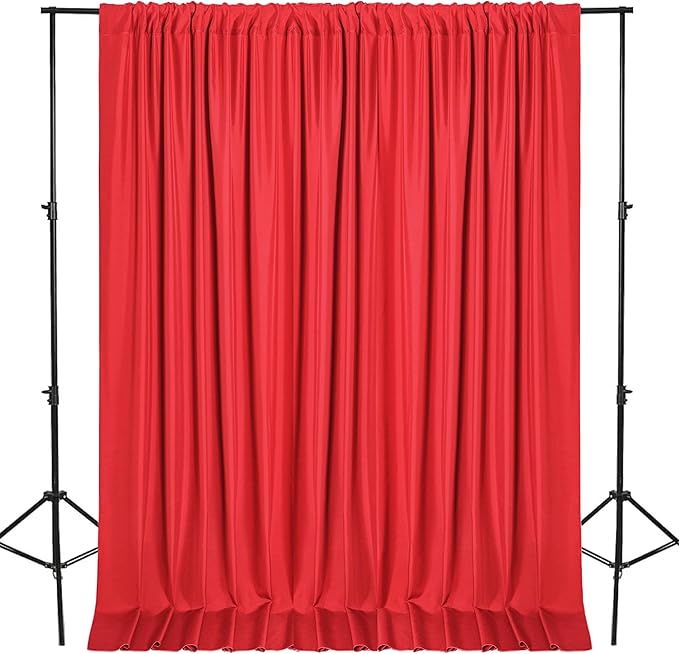 DWCN 10x8 FT Red Backdrop Curtains for Parties, Photography Backdrop Drapes with Rod Pockets for Wedding Decorations Stage Birthday Family Gatherings, 2 Panels 5ft x 8ft