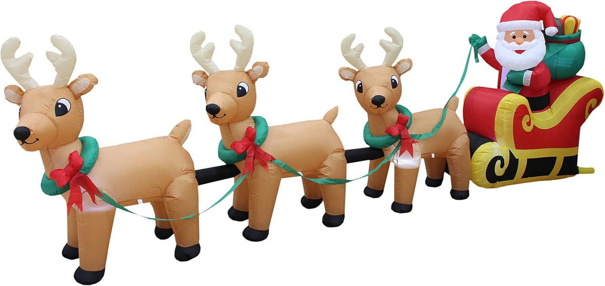 12 ft long lighted christmas inflatable santa on, main product view