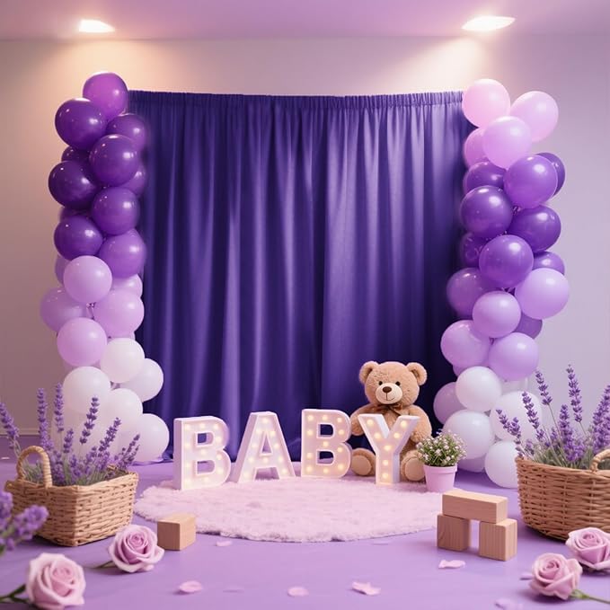 Sugargirl 10x10FT Purple Backdrop Curtains Polyester Photo Backdrop Drapes Curtains 2 Panels with Rod Pockets for Party Birthday Wedding Photography Home Decoration