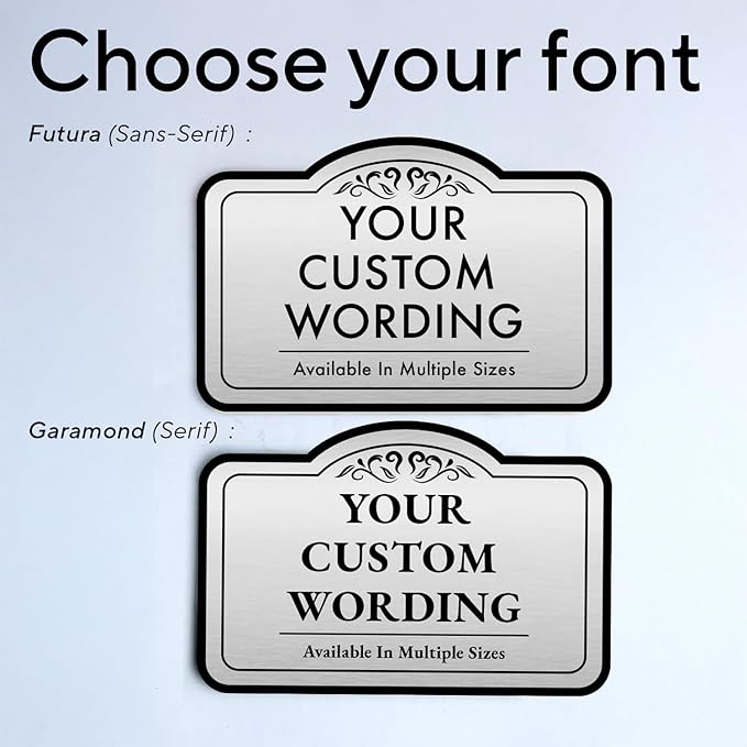 Custom Decorative Outdoor Waterproof Metal Signs, Personalized Aluminum Design 1 Metallic Silver 12x8 In