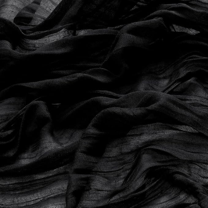 MLMW 10 Pack Halloween Table Runner Cheesecloth Black Boho Gauze Cheese Cloth 160 inch Rustic Sheer Table Runner 13.3ft for Party Wedding Baby Bridal Shower Birthday