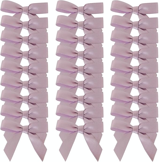 50pcs 1-1/2" Lavender Satin Ribbon Bows with Twist Ties Mini Ribbon Bows for Candy Partiy Decoration Gift Packing&Wrapping Accessoried(Lavender)