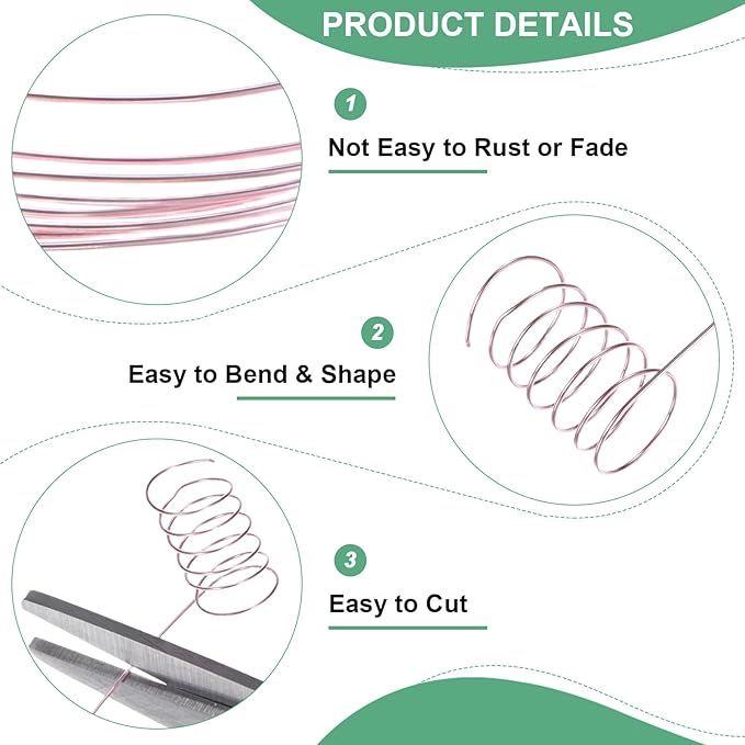 0.3mm Jewelry Wire, 28 Gauge 328FT Craft Wire Copper Beading Wire for Jewelry Making/Planting/Weaving/DIY Crafting, Soft Metal Wires [100M, Rose Golden]