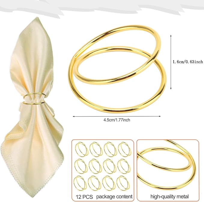Gold Napkin Rings-12 PCS Metal Spiral Napkin Rings(Spiral) Napkin Holders Buckles for Family Dinner, Wedding, Party,Table Decorations
