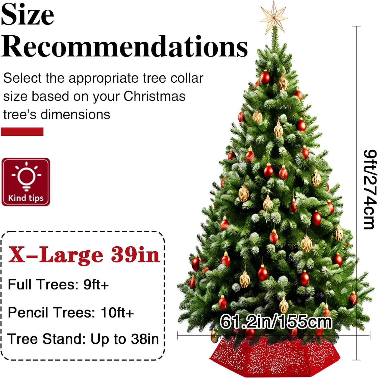 XmasExp Christmas Tree Collar, 39 inch Sequin Tree Skirt Stand Base Cover for Home Decor (Silvergrey, X-Large)