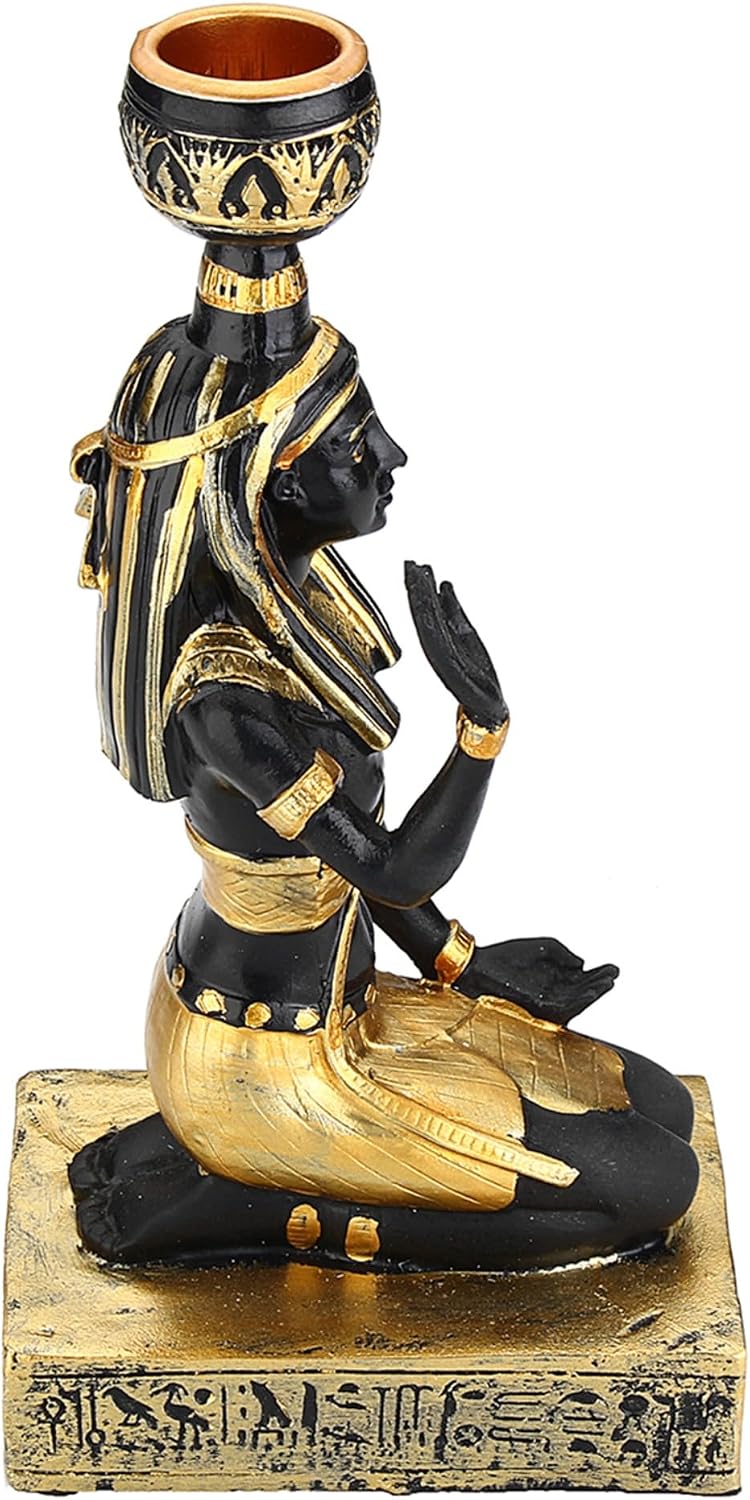 Egyptian Mythology Resin Candle Holder Set 3 Anubis Goddess Sphinx Decor