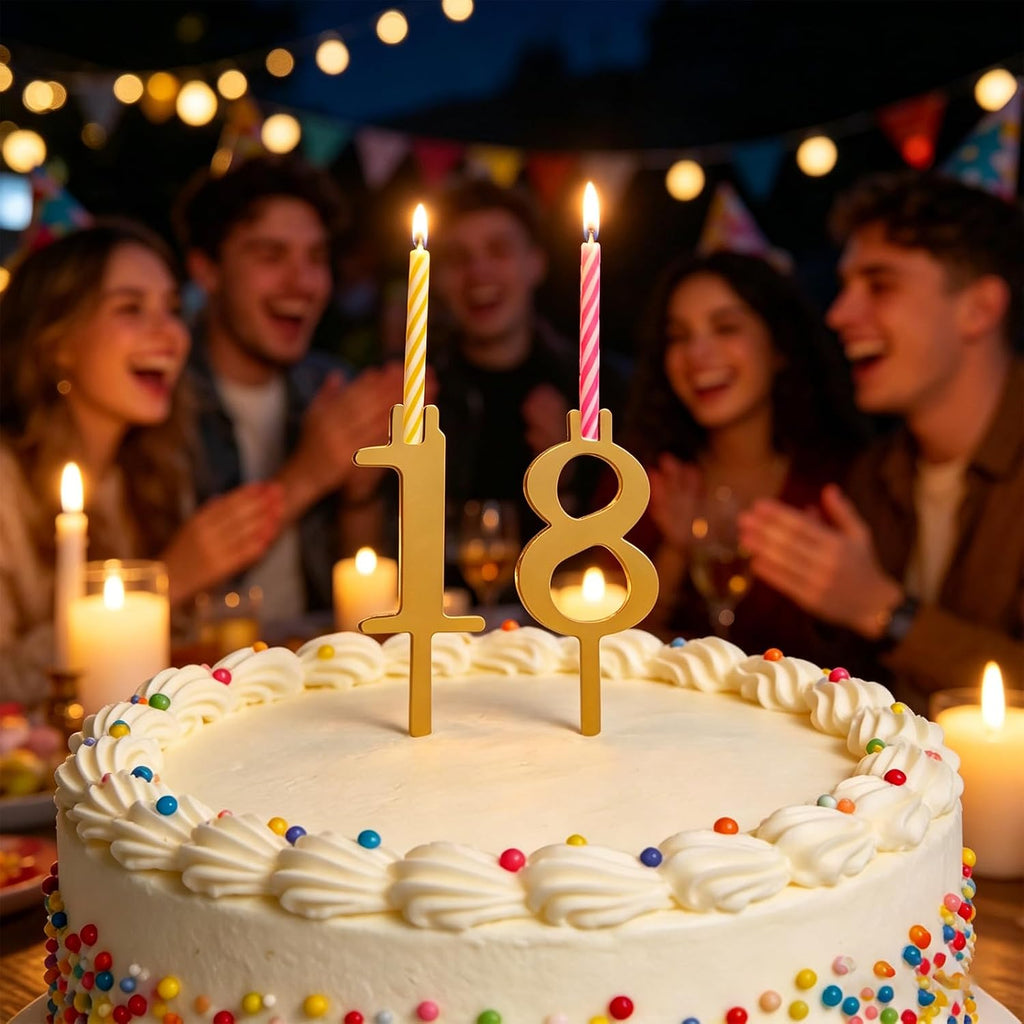 Reusable Number Birthday Candle Holder Set, 20 PCS (2 Sets) Metal Number Candle Holders Stand, Party Cakes Accessories, Cake Topper Decorations for Anniversary Wedding Date Displays