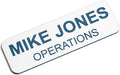 Custom Engraved Name Tag Badges – Personalized Identification with Pin or Magnetic Backing, 1 Inch x 3 Inches, White/Blue