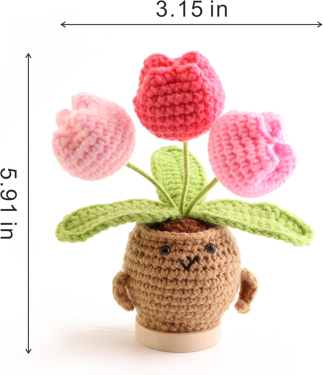 Hand-Woven Mini Tulip Potted Plants, Desktop Ornaments, Timeless Home Office Decorations, Perfect Handmade Gifts for Mother's Day, Graduation Season and Thanksgiving Day(Mixed Pink)