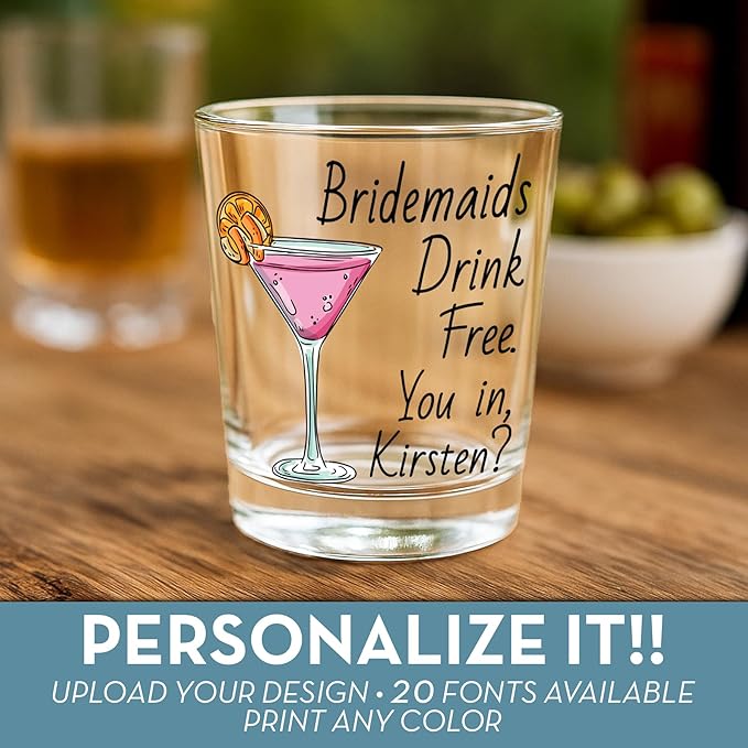 Bridesmaid Custom Shot Glass 2.5oz, Personalized Photo Bride Tribe Gift, Maid of Honor, Custom Printed Picture Wedding Favor, Girls Weekend Keepsake, Bachelorette Party