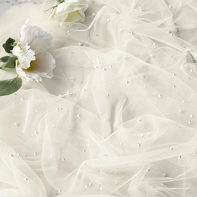 Artoid Mode Pearl Beige Gauze Table Runner 59x120 Inch , Seasonal Sheer Kitchen Dining Holiday Wedding Birthday Baby Shower Table Decor for Home Party