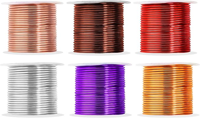 Mandala Crafts 13 Gauge Anodized Aluminum Craft Wire for Jewelry Making - 300 FT Colored Flexible Silver Copper Purple Gold Brown Red Wire - Bendable for Bonsai Armature Crafting Sculpting