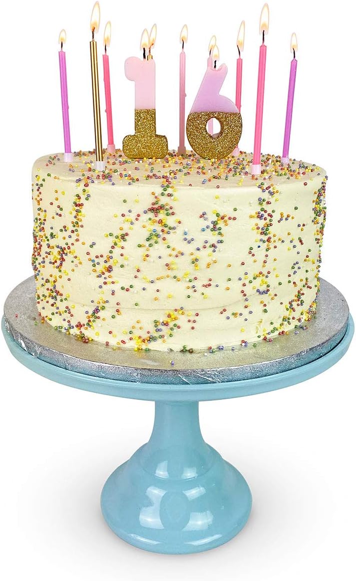 Talking Tables Pink Number 1 Birthday Candle with Gold Glitter, First Birthday Candle Girl, 1st Birthday Cake Topper