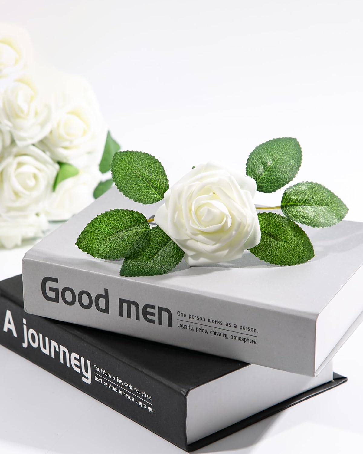 artificial flowers real looking ivory white foam fake, view 9