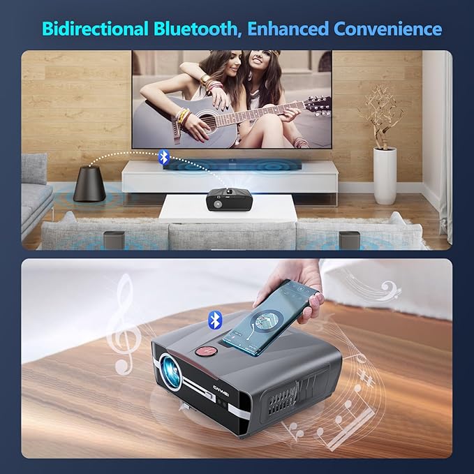 Ultra HD 4K Projector Auto Focus HDR WiFi6, Smart LED WiFi Bluetooth Projector 4K Daylight Home Cinema Movie Gaming 2300ANSI Ceiling Mounted Indoor Outdoor with Auto Keystone Zoom HDMI USB LAN Apps