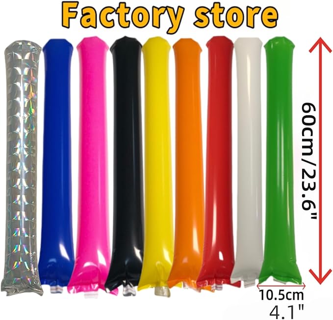 40pcs Round headTeam Spirit Boom Sticks Thunder Sticks Cheering Sticks Team Spirit Plastic Cheerleading Spirit Stick Clapper Inflatable Noise Maker Sports Supply (Black)