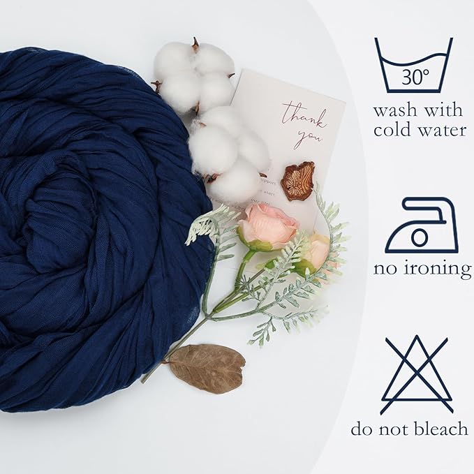 6 Pack Navy Blue Cheesecloth Table Runner 10ft Boho Gauze Fabric Cheese Cloth Table Runner 35 x 120 Inch Rustic Sheer for Romantic Wedding Decor Baby Shower Party Table Decoration