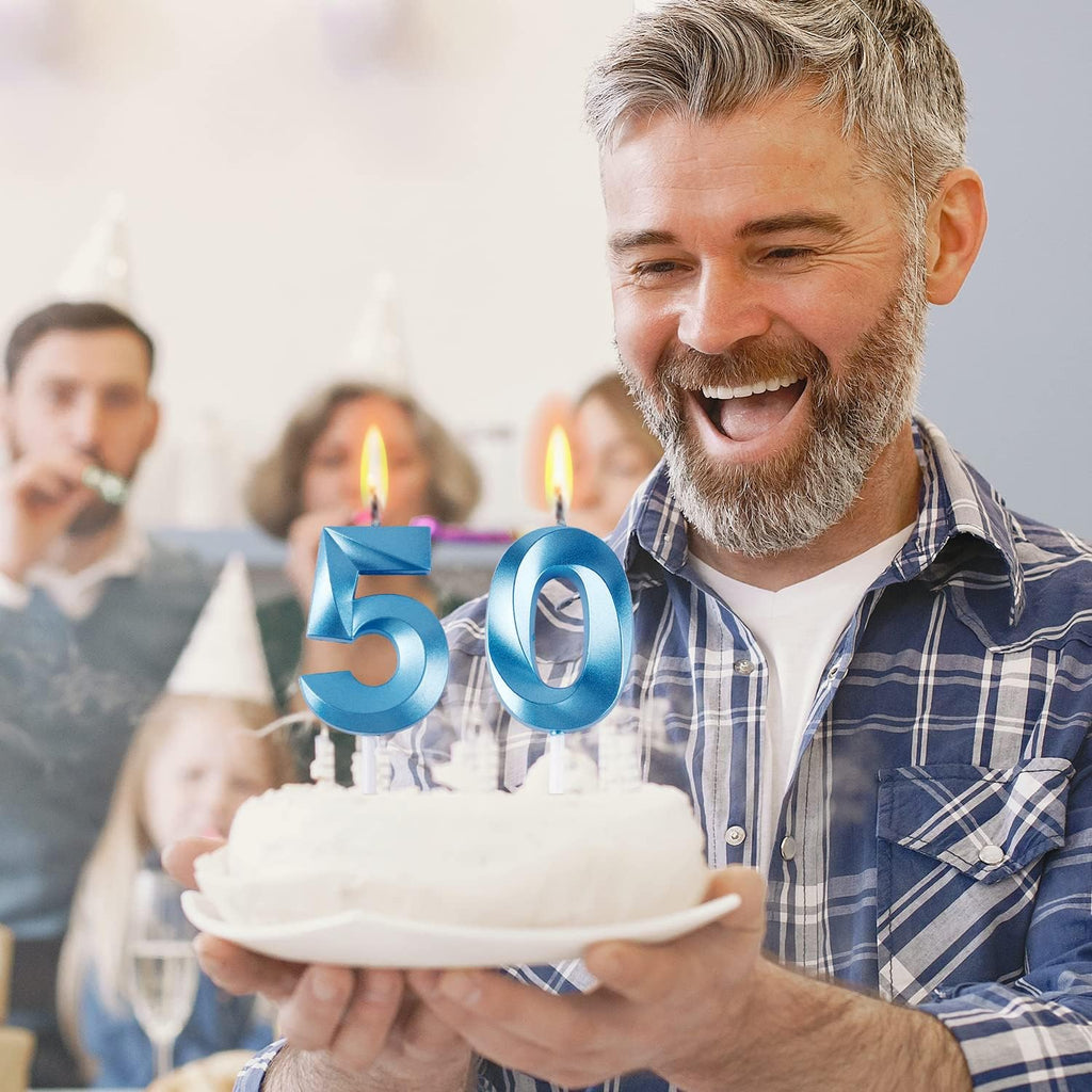 BEAN LIEVE Blue Birthday Candles - Number Cake Candles, Happy Birthday Numeric Candles Number 0 1 2 3 4 5 6 7 8 9 Used for Cake Decoration on Birthday Parties and Wedding Anniversary Celebration
