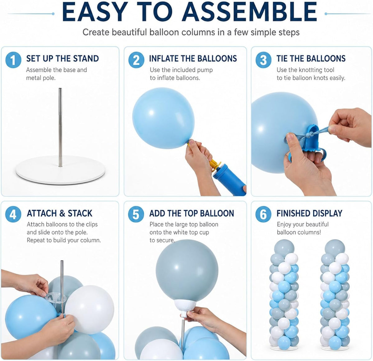 2 sets adjustable balloon column stand kit with showing dimensions