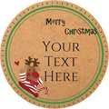 100-1000pcs Custom Stickers Merry Christmas Stickers Personalized Labels Adhesive Xmas Decorative Envelope Seals Stickers for Cards Gift Boxes (Round Kraft -5)