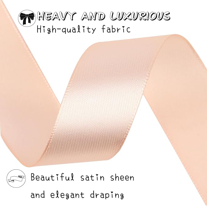 Naked pink Solid Satin Ribbon 1 Inch 25 Yards Solid Polyester Fabric Ribbon for Gift Wrapping Wedding Christmas Baby Shower Birthday Party Decoration Handmade Immortal Flower Craft
