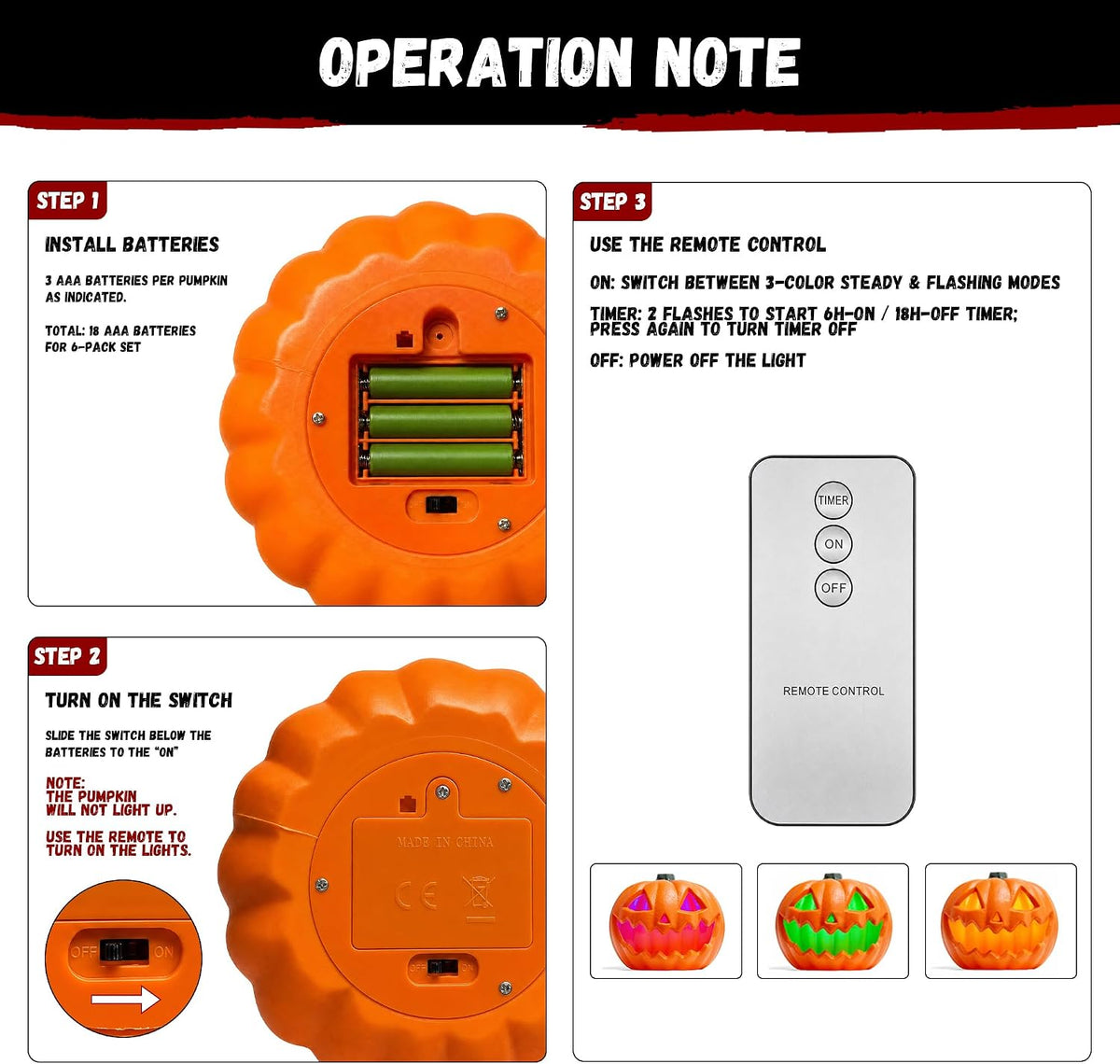 Halloween Hanging Decorations Pumpkin Lights, LED Flameless Floating Jack-O-L...