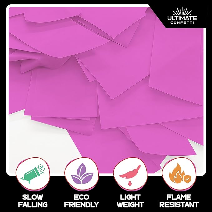 Ultimate Confetti, Pink Biodegradable Confetti - Rectangular Fluttering Tissue Paper Confetti for Cannon and Launcher use – Best for Gender Reveal, Wedding, Parties, and Live Events - 1 lb, 16 oz