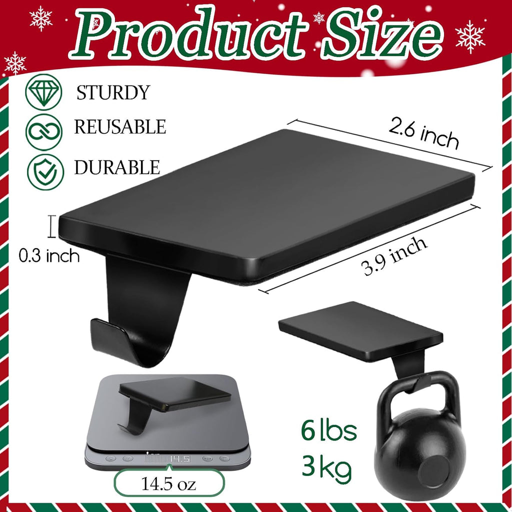 HMASYO Christmas Stocking Holders for Mantle Set of 2, Black Heavy Duty Iron Stocking Hangers Base, Low Profile Weighted Stocking Holder Hooks for Fireplace Tabletop Shelf Christmas Decoration