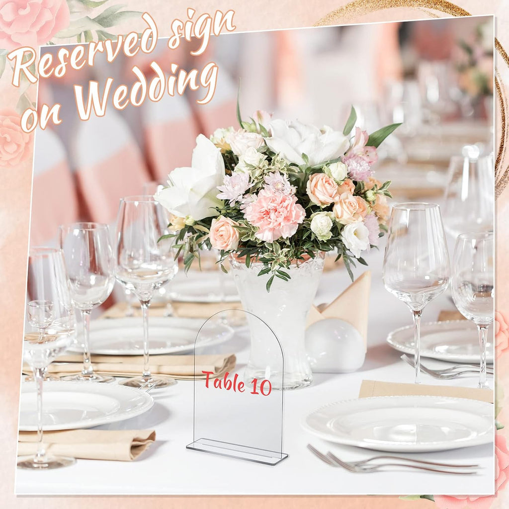 Juexica 30 Packs 5x7 Inch Clear Acrylic Arch Sign - Blank DIY Table Numbers with Stand for Weddings, Office Parties & Menus