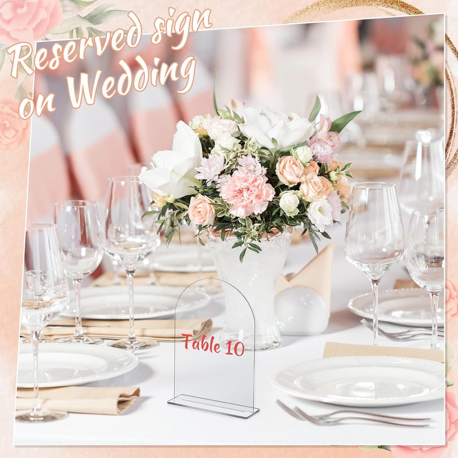 Juexica 30 Packs 5x7 Inch Clear Acrylic Arch Sign - Blank DIY Table Numbers with Stand for Weddings, Office Parties & Menus