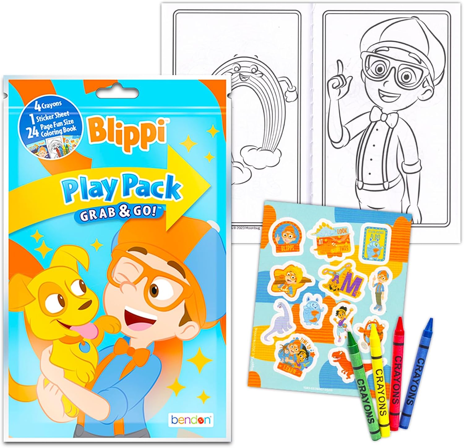 Blippi Party Favors Activity Pack Bundle - 12 Goodie Bags Stuffers | Blippi Play Pack Party Favor Coloring Books, Stickers, Crayons for Kids, Boys, Girls - Bulk Blippi Birthday Party Supplies