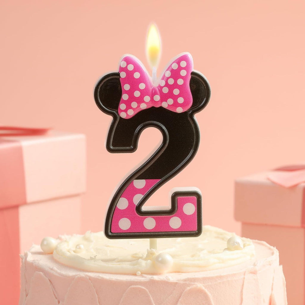 PHD CAKE 2.76 Inch Cartoon Pink and Black Mouse 2 Number Birthday Candles, Anime Cartoon Number Candles, Cake Number Candles, Party Celebration, Style Candle