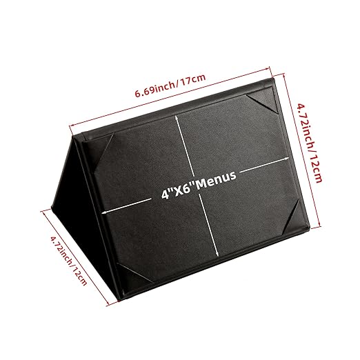 Menu Covers - Set of 10 Double-Sided Table Tent Cards for Restaurant, Dinner Party, and Bar Menus - Includes Bill Holder and Reserved Seating Signs - Easy to Clean and Foldable (20, 4"x6"Trifold)
