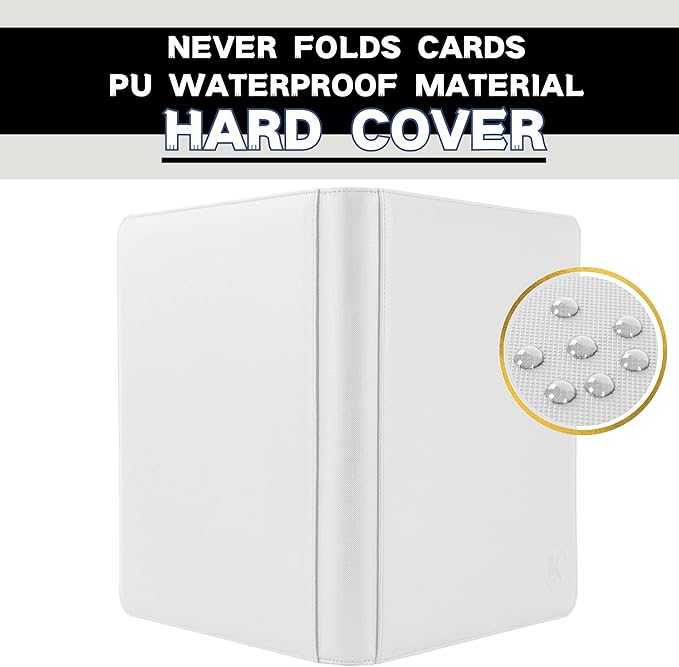 1600+ Pockets Trading Card Binder, 16-Pocket Card Ablum Compatible with MTG,Sports Cards & Other Standard Size Trading Card (WHITE)