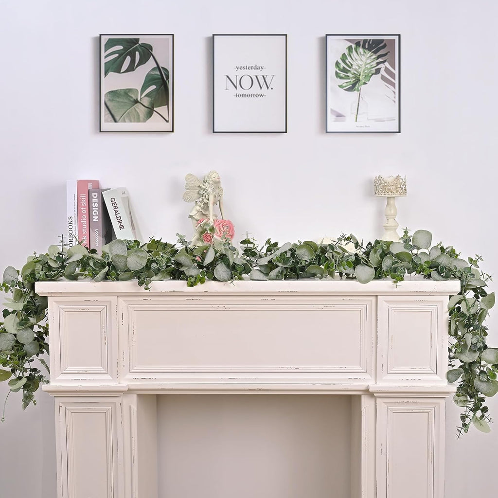 dolicer 6 packs 6ft artificial eucalyptus garland faux showing dimensions